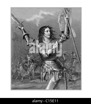 Giovanna d Arco c1412 1431 patriota francese martire illustrazione da una incisione Foto Stock