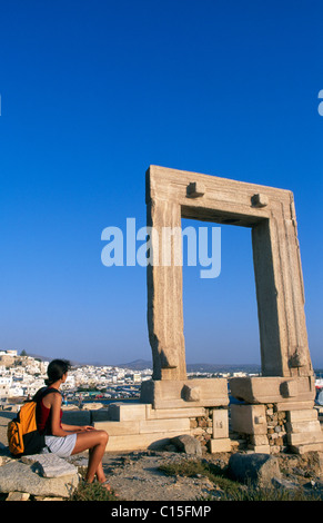 Tempio di Dioniso, città di Naxos, Isola di Naxos, Cicladi Grecia, Europa Foto Stock