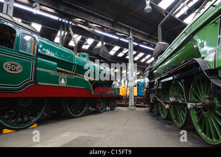 Motori a vapore a Barrow Hill Roundhouse museo, vicino a Chesterfield, Derbyshire, Inghilterra Foto Stock