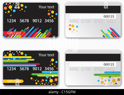 Vari tipi di carta di credito design Foto Stock