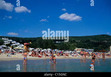 Spiaggia di Albena, Mar Nero, Bulgaria, Europa sud-orientale Foto Stock