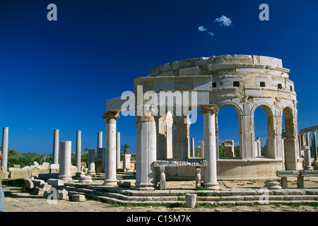 Le rovine romane di Leptis Magna, Libia, Africa Foto Stock