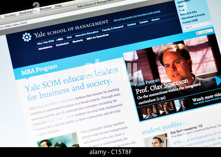 La Yale School of Management sito web, Università di Yale Foto Stock