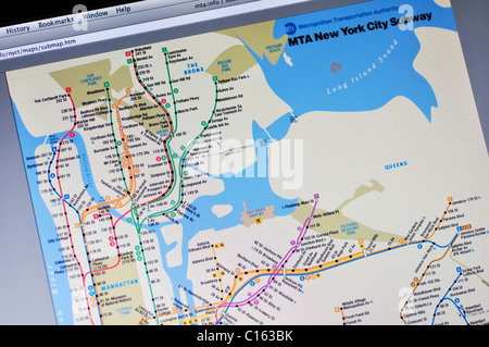 New York City metropolitana mappa sito Foto Stock