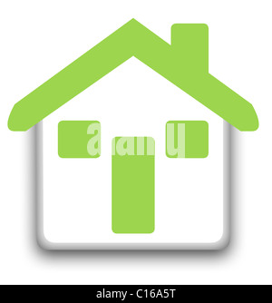 Eco-Green House o il pulsante home isolato su sfondo bianco. Foto Stock