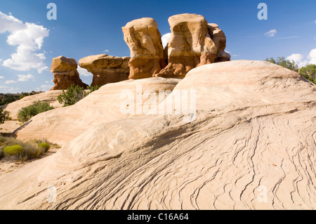 Formazioni di arenaria in Devils Garden, la grande scala Escalante National Monument, Utah, Stati Uniti d'America, America del Nord Foto Stock