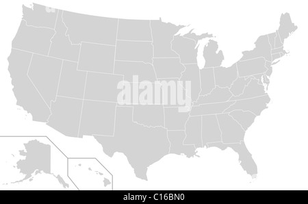 Illustrazione di grigio o di colore grigio USA mappa isolati su sfondo bianco. Foto Stock
