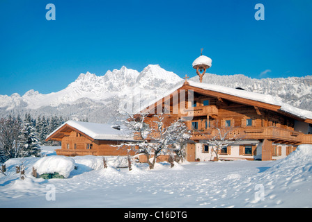 Agriturismo, Wilder Kaiser, St. Johann, Tirolo, Austria, Europa Foto Stock