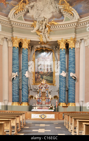 Vista verso l altare di Clemenskirche, St. Clemens' Church, la chiesa barocca di Muenster, Renania settentrionale-Vestfalia, Germania, Europa Foto Stock