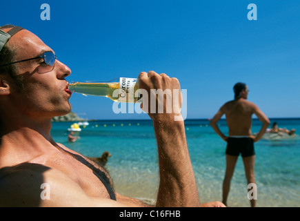 Super Paradise Beach, Mykonos Isola, Cicladi Grecia, Europa Foto Stock