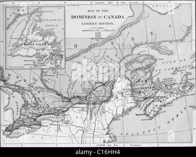 Mappa vecchia del Canada originali dalla geografia textbook, 1903 Foto Stock