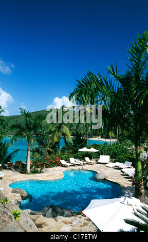 Piscina del Little Dix Bay Resort su Virgin Gorda Isola, Isole Vergini Britanniche, Isole dei Caraibi Foto Stock