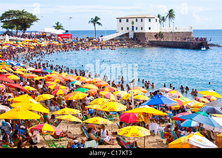 Forte de Santa Maria, Praia Porto da Barra, Salvador, Brasile Foto Stock