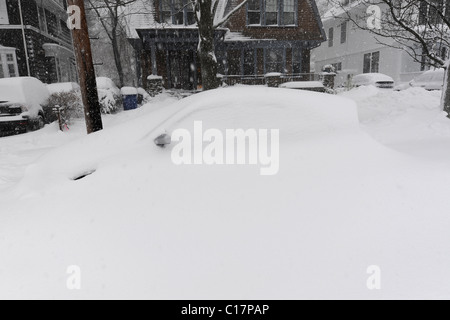 2011 Gennaio blizzard in New Haven, che vide nevicata record per il mese di gennaio. Foto Stock