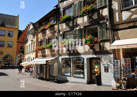 Case in Kirchstrasse Street, Meersburg sul Lago di Costanza, Baden-Wuerttemberg, Germania, Europa Foto Stock