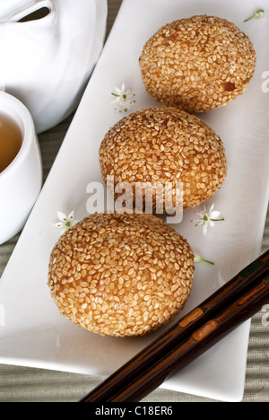 Fagioli rossi dolci con i semi di sesamo Foto Stock