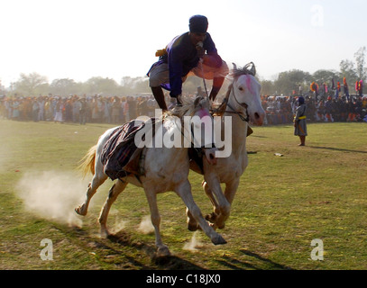 I sikh si radunano in Anandpur Sahib, India, durante la celebrazione della Hola Mohalla, parte del festival di Nihangs, tenutasi durante il Foto Stock