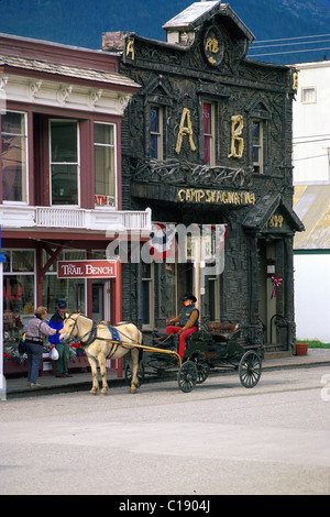 Broadway Street Skagway Horse Taxi sudest AK estate ritratto Foto Stock