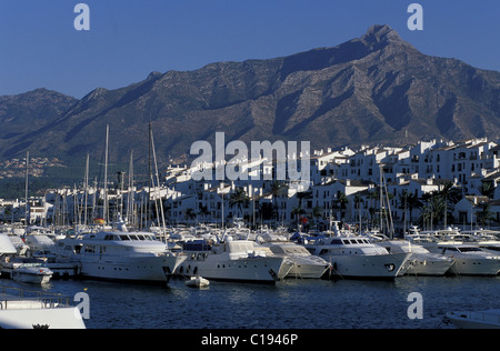 Spagna, Andalusia, Costa del Sol, yacht a Puerto Banus Marina vicino a Marbella Foto Stock