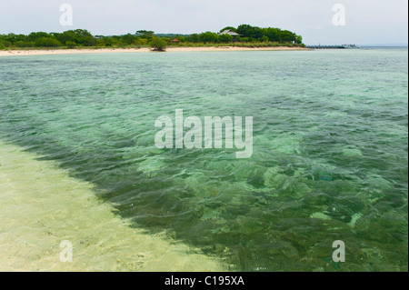 Isola Menjangan è una destinazione di immersione situato nell'angolo nord-ovest di Bali, Indonesia con belle spiagge di sabbia bianca. Foto Stock