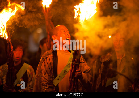 Kurama Festa del Fuoco Matsuri a Kyoto, Giappone Foto Stock