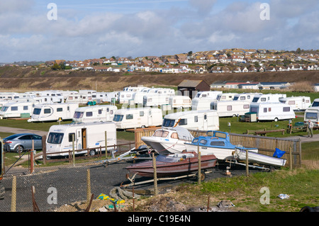 La fibbia Caravan Park in Seaford, East Sussex Foto Stock