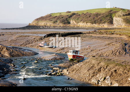 Severn Estuary in corrispondenza della bocca del cieco fiume Yeo guardando verso Wain's Hill Clevedon Foto Stock