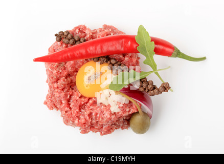 Vista aerea di tartare di manzo - studio Foto Stock