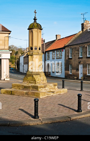 Mercato di Warkworth croce al centro del villaggio, Northumberland, Inghilterra Foto Stock