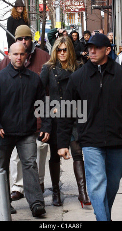 Jennifer Aniston sul set di un film di 'L' Baster New York City, Stati Uniti d'America - 30.03.09 Foto Stock