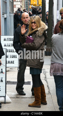 Jennifer Aniston sul set di un film di 'L' Baster New York City, Stati Uniti d'America - 30.03.09 Foto Stock