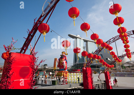 Fiume Hongbao decorazioni per il Capodanno cinese di Marina Bay, Singapore Foto Stock