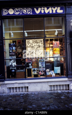 Il Belgio, Bruxelles, Medico Vinylî vinile e nuova edizione specialista, tutti gli stili, St Gery square Foto Stock