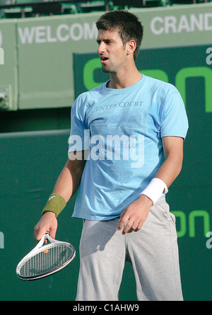 Novak Djokovic pratica per il Sony Ericsson Open Key Biscayne, Florida - 23.03.09 : Foto Stock