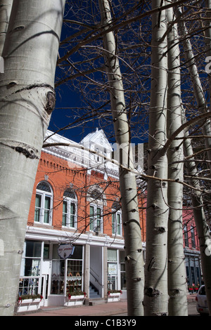 Georgetown, Colorado - edifici lungo la strada principale di un argento storica cittadina mineraria. Foto Stock