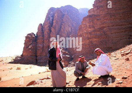 Giordania, Wadi Rum, ingresso del sîq di Jebel Khazali Foto Stock