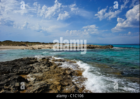 La spiaggia di Levante, Formentera, isole Baleari, Spagna, Europa Foto Stock