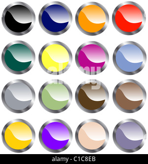 Set di Round color argento metallizzato pulsanti Web Foto Stock