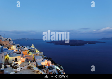Atmosfera mattutina in Fira, Santorini, Cicladi Grecia Foto Stock
