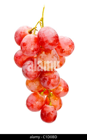 Grappolo di uva rossa isolato su bianco Foto Stock