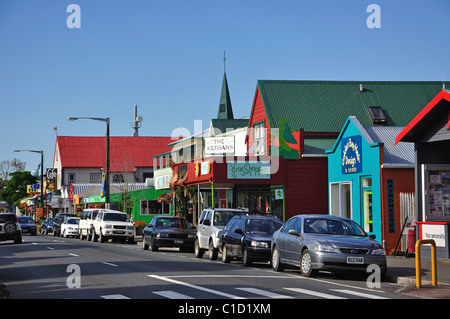 Commercial Street, Takaka, Golden Bay, regione Tasmania, Isola del Sud, Nuova Zelanda Foto Stock