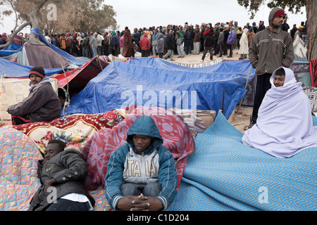 I rifugiati di Shousha Refugee Camp Ben Gardane, Tunisia Foto Stock