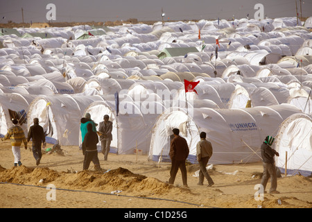 Campo in tenda nel Shousha Refugee Camp Ben Gardane, Tunisia Foto Stock