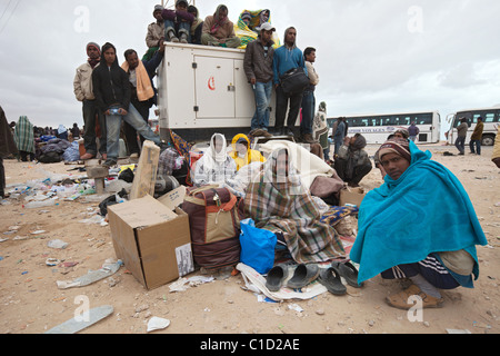 I rifugiati di Shousha Refugee Camp Ben Gardane, Tunisia Foto Stock