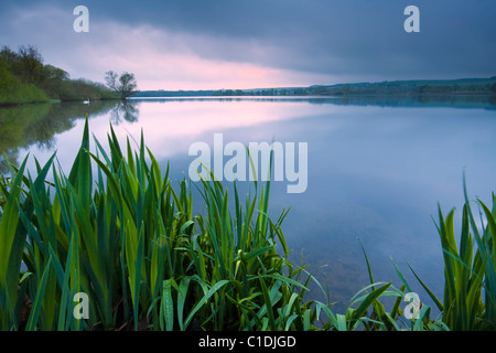 Il lago al crepuscolo bello dopo un giorno di pioggia. Foto Stock