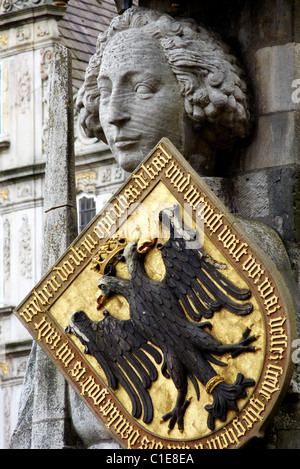 Statua di Rolando nella piazza del mercato (Marktplatz) di Brema, Germania Foto Stock