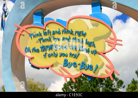 Il gatto nel cappello firmare gli Universal Studios Islands of Adventure Florida Dott. Seuss Foto Stock