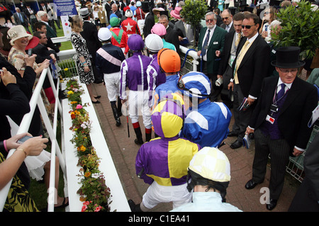 Fantini sul modo nel paddock, Epsom, Regno Unito Foto Stock