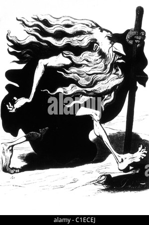 Illustrazione di antisemitismo l'ebreo errante da Dore Francia 1852 Una delle numerose illustrazioni per descrivere gli ebrei come persone Foto Stock