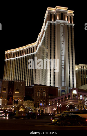 Il Venetian Hotel las vegas notte Foto Stock